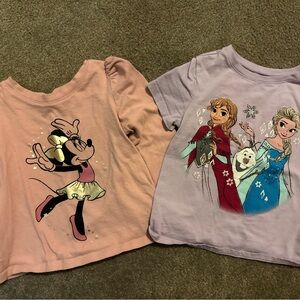 Disney Girls' Minnie Mouse & Frozen Graphic Tees - Peach & Lilac